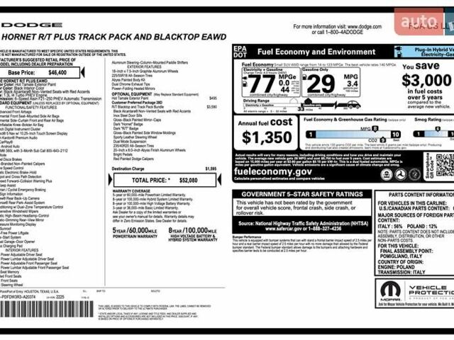 Красный Додж Hornet, объемом двигателя 1.3 л и пробегом 17 тыс. км за 21800 $, фото 1 на Automoto.ua