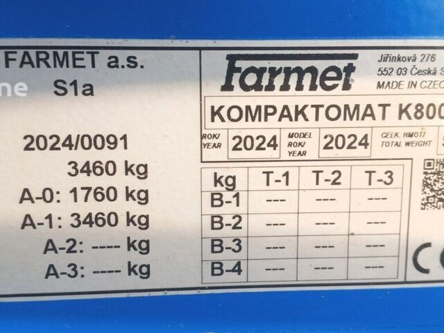 Farmet К 800, об'ємом двигуна 0 л та пробігом 0 тис. км за 2325525 $, фото 1 на Automoto.ua