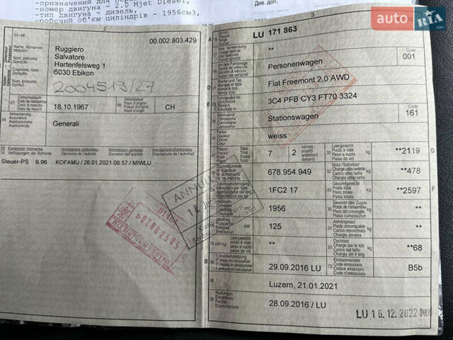 Білий Фіат Фрімонт, об'ємом двигуна 1.96 л та пробігом 142 тис. км за 15800 $, фото 55 на Automoto.ua