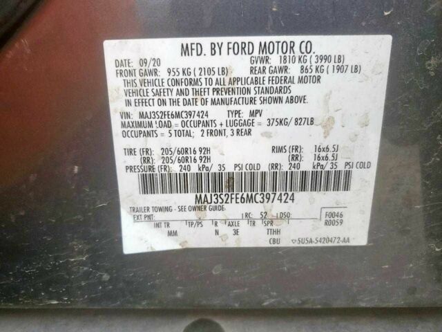 Серый Форд Экоспорт, объемом двигателя 1 л и пробегом 120 тыс. км за 5600 $, фото 17 на Automoto.ua