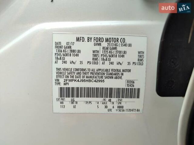 Белый Форд Эдж, объемом двигателя 2 л и пробегом 98 тыс. км за 16700 $, фото 27 на Automoto.ua