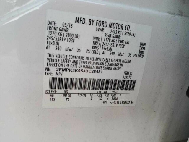 Білий Форд Едж, об'ємом двигуна 2 л та пробігом 70 тис. км за 2000 $, фото 11 на Automoto.ua