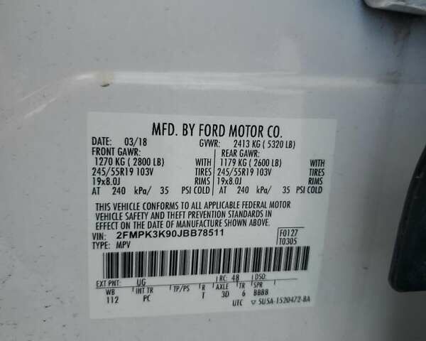 Білий Форд Едж, об'ємом двигуна 2 л та пробігом 136 тис. км за 3400 $, фото 12 на Automoto.ua