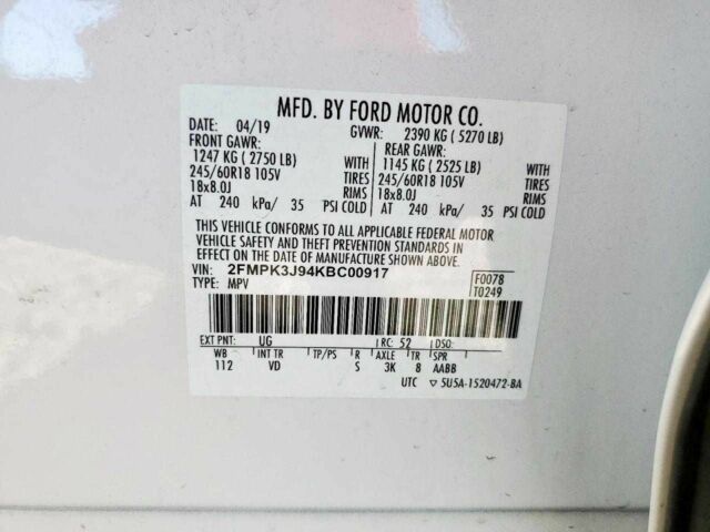 Белый Форд Эдж, объемом двигателя 0 л и пробегом 130 тыс. км за 4500 $, фото 12 на Automoto.ua