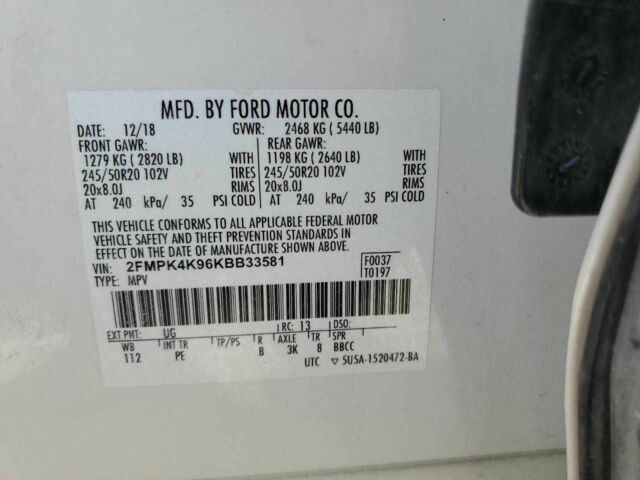 Белый Форд Эдж, объемом двигателя 2 л и пробегом 58 тыс. км за 4100 $, фото 11 на Automoto.ua