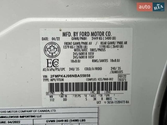 Білий Форд Едж, об'ємом двигуна 2 л та пробігом 117 тис. км за 19799 $, фото 20 на Automoto.ua