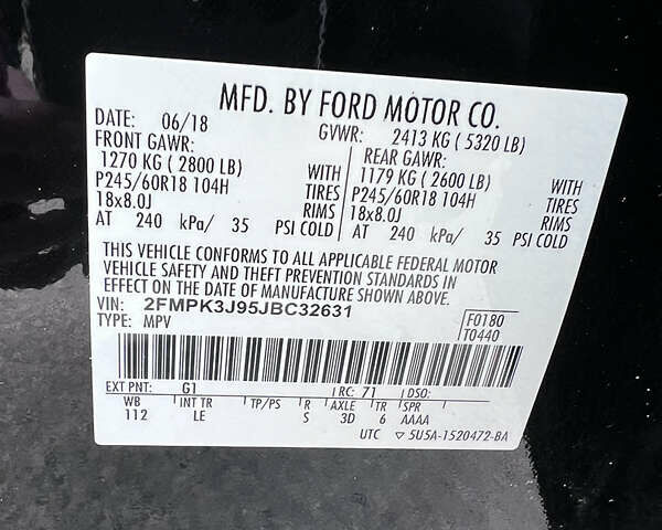 Черный Форд Эдж, объемом двигателя 2 л и пробегом 172 тыс. км за 15300 $, фото 16 на Automoto.ua