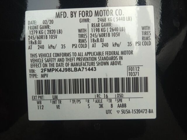 Черный Форд Эдж, объемом двигателя 2 л и пробегом 80 тыс. км за 19500 $, фото 6 на Automoto.ua