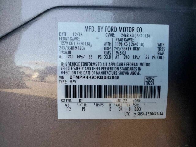 Коричневый Форд Эдж, объемом двигателя 0 л и пробегом 61 тыс. км за 3100 $, фото 12 на Automoto.ua