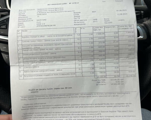 Сірий Форд Едж, об'ємом двигуна 2 л та пробігом 146 тис. км за 15799 $, фото 74 на Automoto.ua