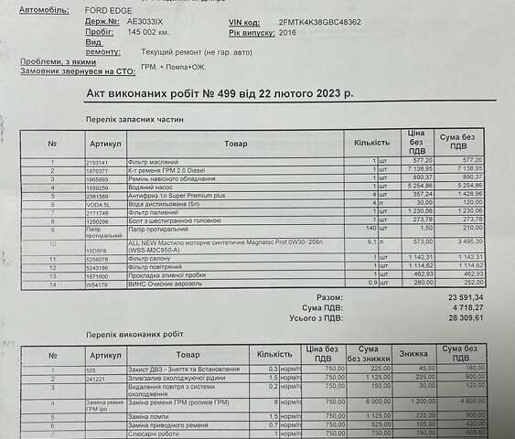 Сірий Форд Едж, об'ємом двигуна 2 л та пробігом 169 тис. км за 17500 $, фото 13 на Automoto.ua