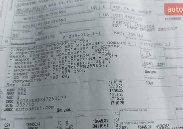 Серый Форд Эдж, объемом двигателя 2 л и пробегом 227 тыс. км за 12999 $, фото 48 на Automoto.ua