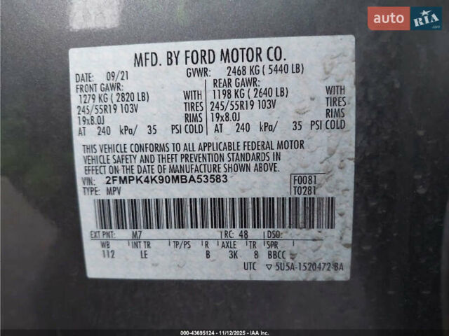 Сірий Форд Едж, об'ємом двигуна 2 л та пробігом 120 тис. км за 5500 $, фото 10 на Automoto.ua