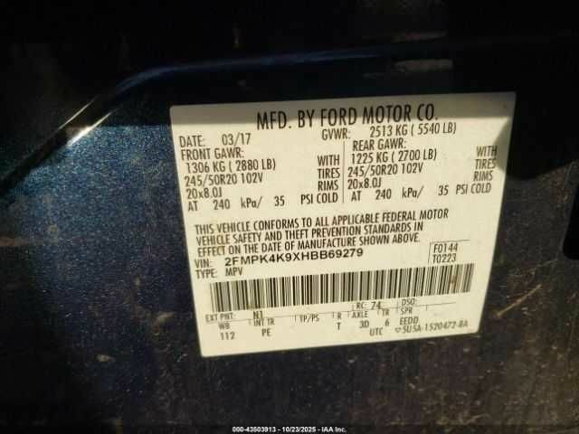 Синій Форд Едж, об'ємом двигуна 2 л та пробігом 91 тис. км за 2500 $, фото 8 на Automoto.ua