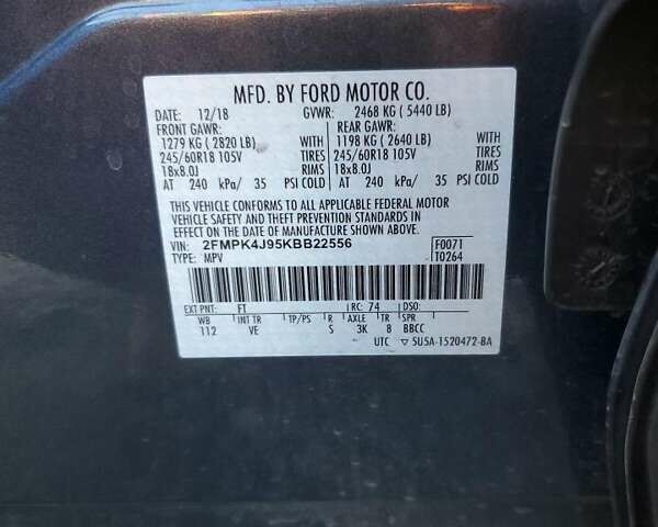 Синий Форд Эдж, объемом двигателя 2 л и пробегом 81 тыс. км за 3000 $, фото 12 на Automoto.ua