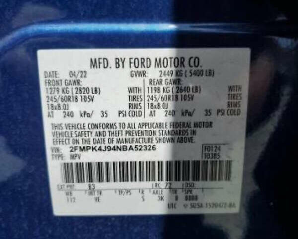 Синій Форд Едж, об'ємом двигуна 2 л та пробігом 45 тис. км за 9300 $, фото 11 на Automoto.ua