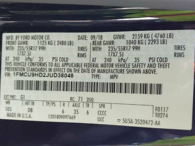 Чорний Форд Ескейп, об'ємом двигуна 1.5 л та пробігом 169 тис. км за 9300 $, фото 8 на Automoto.ua
