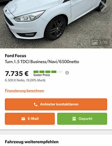 Белый Форд Фокус, объемом двигателя 1.5 л и пробегом 210 тыс. км за 10350 $, фото 42 на Automoto.ua