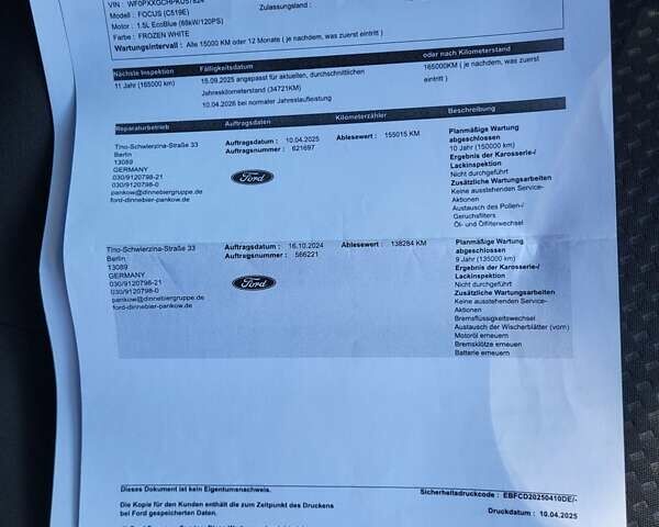 Белый Форд Фокус, объемом двигателя 1.5 л и пробегом 160 тыс. км за 13999 $, фото 63 на Automoto.ua