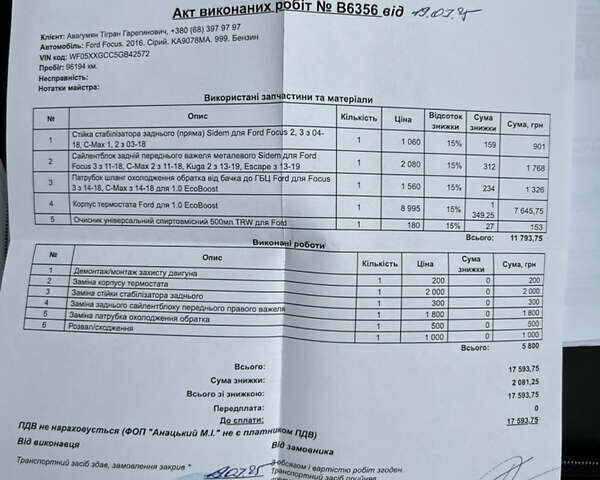 Сірий Форд Фокус, об'ємом двигуна 1 л та пробігом 103 тис. км за 9200 $, фото 20 на Automoto.ua