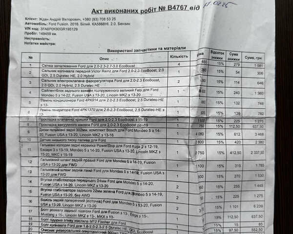 Білий Форд Фьюжен, об'ємом двигуна 2 л та пробігом 158 тис. км за 10950 $, фото 18 на Automoto.ua