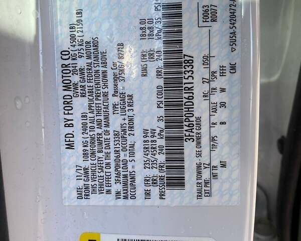 Білий Форд Фьюжен, об'ємом двигуна 1.5 л та пробігом 14 тис. км за 13600 $, фото 26 на Automoto.ua