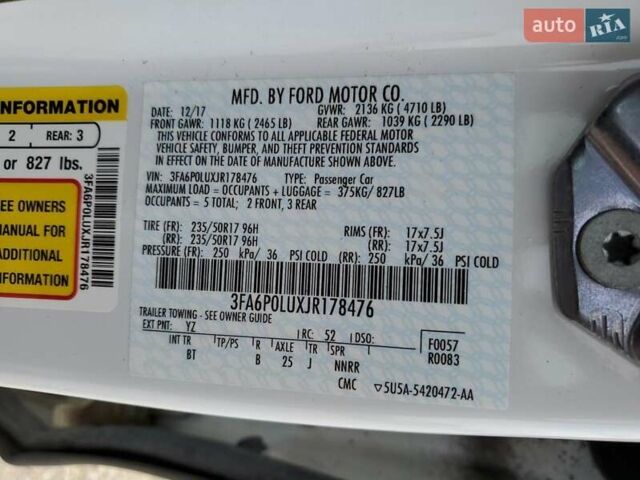 Білий Форд Фьюжен, об'ємом двигуна 2 л та пробігом 45 тис. км за 1900 $, фото 11 на Automoto.ua