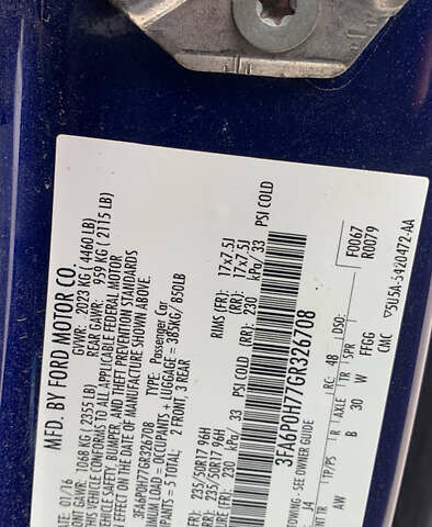 Синий Форд Фьюжн, объемом двигателя 2.5 л и пробегом 163 тыс. км за 9500 $, фото 7 на Automoto.ua