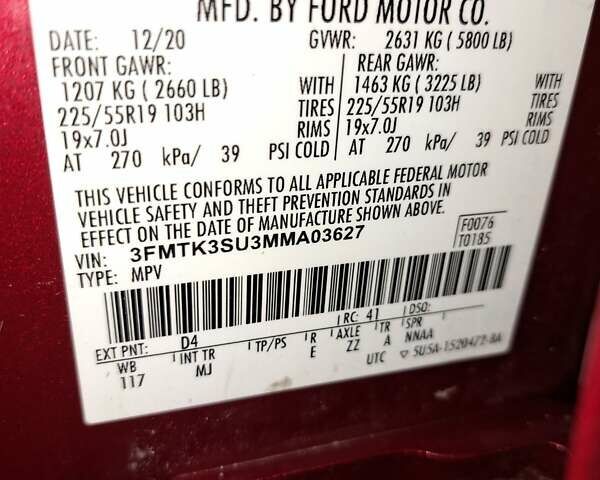 Красный Форд Mustang Mach-E, объемом двигателя 0 л и пробегом 145 тыс. км за 20900 $, фото 23 на Automoto.ua