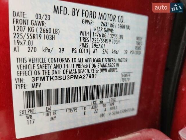 Красный Форд Mustang Mach-E, объемом двигателя 0 л и пробегом 340 тыс. км за 23500 $, фото 1 на Automoto.ua