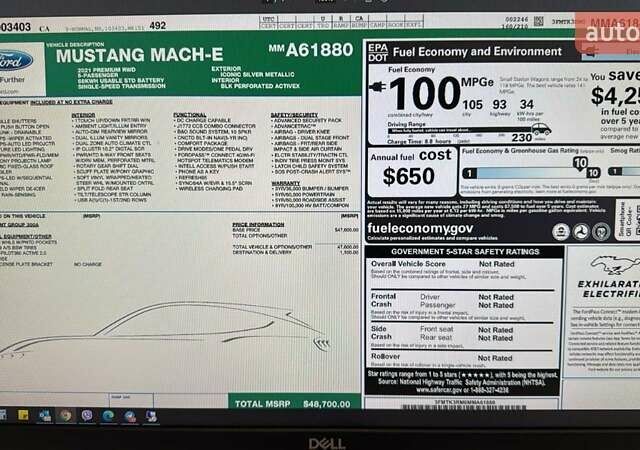 Форд Mustang Mach-E, об'ємом двигуна 0 л та пробігом 73 тис. км за 24000 $, фото 5 на Automoto.ua