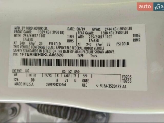 Білий Форд Рейнджер, об'ємом двигуна 2.3 л та пробігом 54 тис. км за 26000 $, фото 8 на Automoto.ua