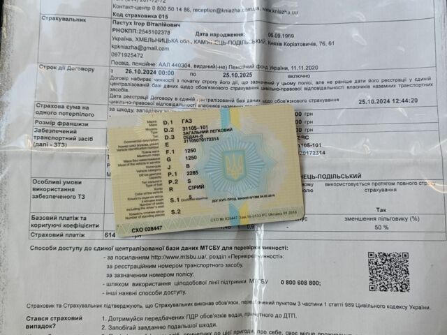 Серый ГАЗ 31105 Волга, объемом двигателя 2.3 л и пробегом 206 тыс. км за 1800 $, фото 14 на Automoto.ua