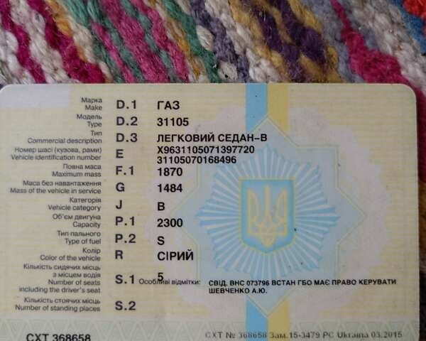 Сірий ГАЗ 31105 Волга, об'ємом двигуна 2.3 л та пробігом 78 тис. км за 1450 $, фото 10 на Automoto.ua