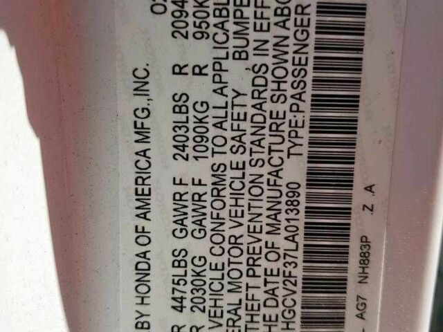 Белый Хонда Аккорд, объемом двигателя 2 л и пробегом 38 тыс. км за 6500 $, фото 11 на Automoto.ua