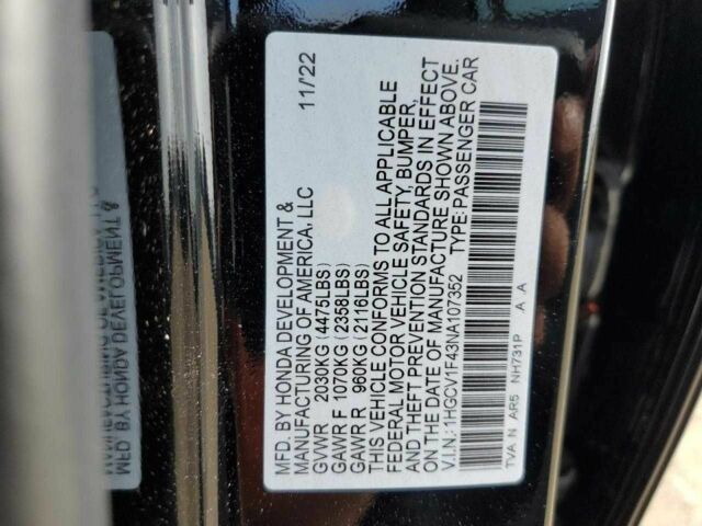 Черный Хонда Аккорд, объемом двигателя 0.15 л и пробегом 5 тыс. км за 8200 $, фото 11 на Automoto.ua