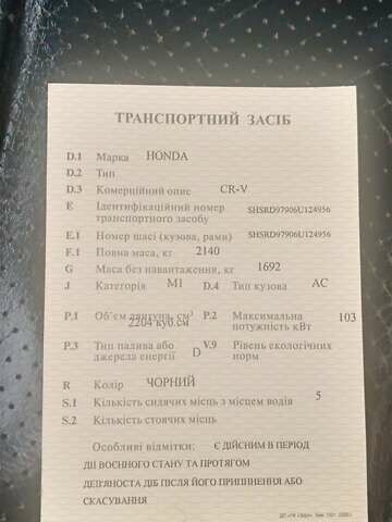 Чорний Хонда СРВ, об'ємом двигуна 2.2 л та пробігом 303 тис. км за 3600 $, фото 1 на Automoto.ua