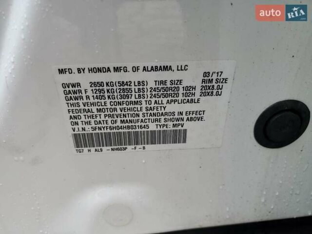 Хонда Пилот 2017 в Кропивницком (Кировограде) на Automoto.ua Белый Хонда Пилот, объемом двигателя 3.47 л и пробегом 151 тыс. км за 3400 $, фото 12 на Automoto.ua