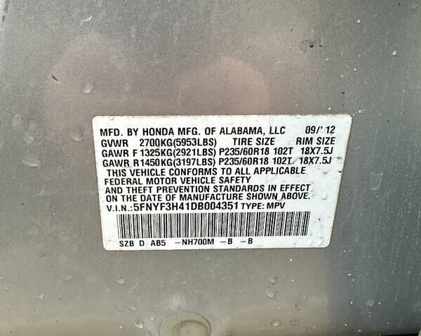Сірий Хонда Пілот, об'ємом двигуна 3.47 л та пробігом 309 тис. км за 11700 $, фото 23 на Automoto.ua
