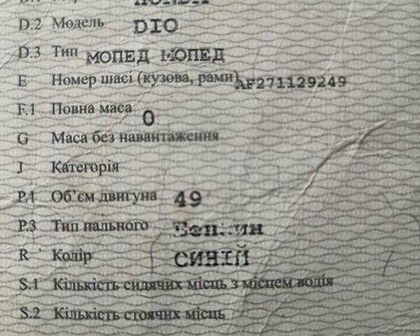 Синий Хонда Dio AF-27, объемом двигателя 0 л и пробегом 7 тыс. км за 290 $, фото 7 на Automoto.ua