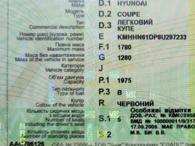 Червоний Хендай Купе, об'ємом двигуна 2 л та пробігом 219 тис. км за 2900 $, фото 11 на Automoto.ua