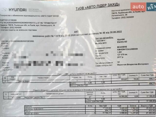 Сірий Хендай Елантра, об'ємом двигуна 1.59 л та пробігом 140 тис. км за 12000 $, фото 13 на Automoto.ua