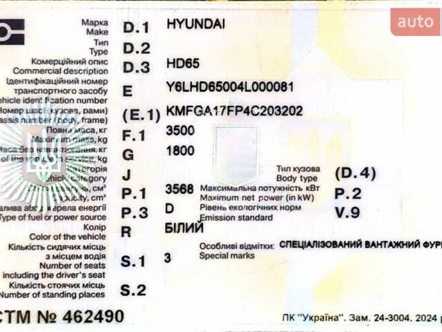 Белый Хендай НД 65, объемом двигателя 3.6 л и пробегом 250 тыс. км за 4800 $, фото 13 на Automoto.ua