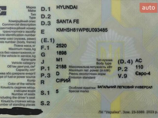 Серый Хендай Санта Фе, объемом двигателя 2.19 л и пробегом 274 тыс. км за 8800 $, фото 13 на Automoto.ua