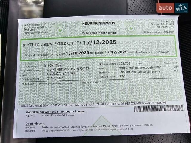 Сірий Хендай Санта Фе, об'ємом двигуна 2.2 л та пробігом 210 тис. км за 9950 $, фото 170 на Automoto.ua