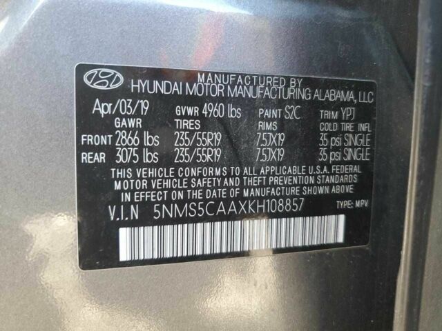 Серый Хендай Санта Фе, объемом двигателя 2 л и пробегом 55 тыс. км за 7000 $, фото 12 на Automoto.ua