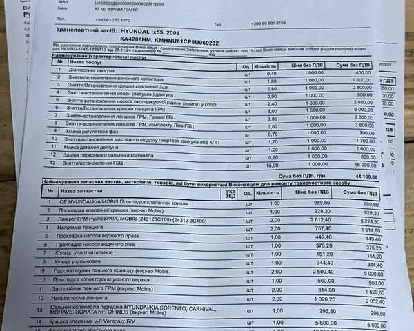 Черный Хендай Веракруз, объемом двигателя 3.8 л и пробегом 199 тыс. км за 7700 $, фото 22 на Automoto.ua