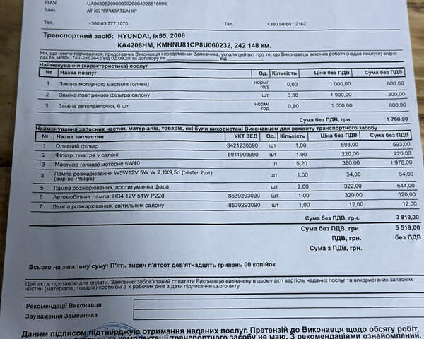 Черный Хендай Веракруз, объемом двигателя 3.8 л и пробегом 199 тыс. км за 7700 $, фото 26 на Automoto.ua