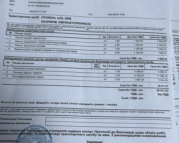 Черный Хендай Веракруз, объемом двигателя 3.8 л и пробегом 199 тыс. км за 7700 $, фото 24 на Automoto.ua