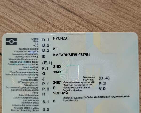 Черный Хендай H-1, объемом двигателя 2.5 л и пробегом 293 тыс. км за 9999 $, фото 7 на Automoto.ua